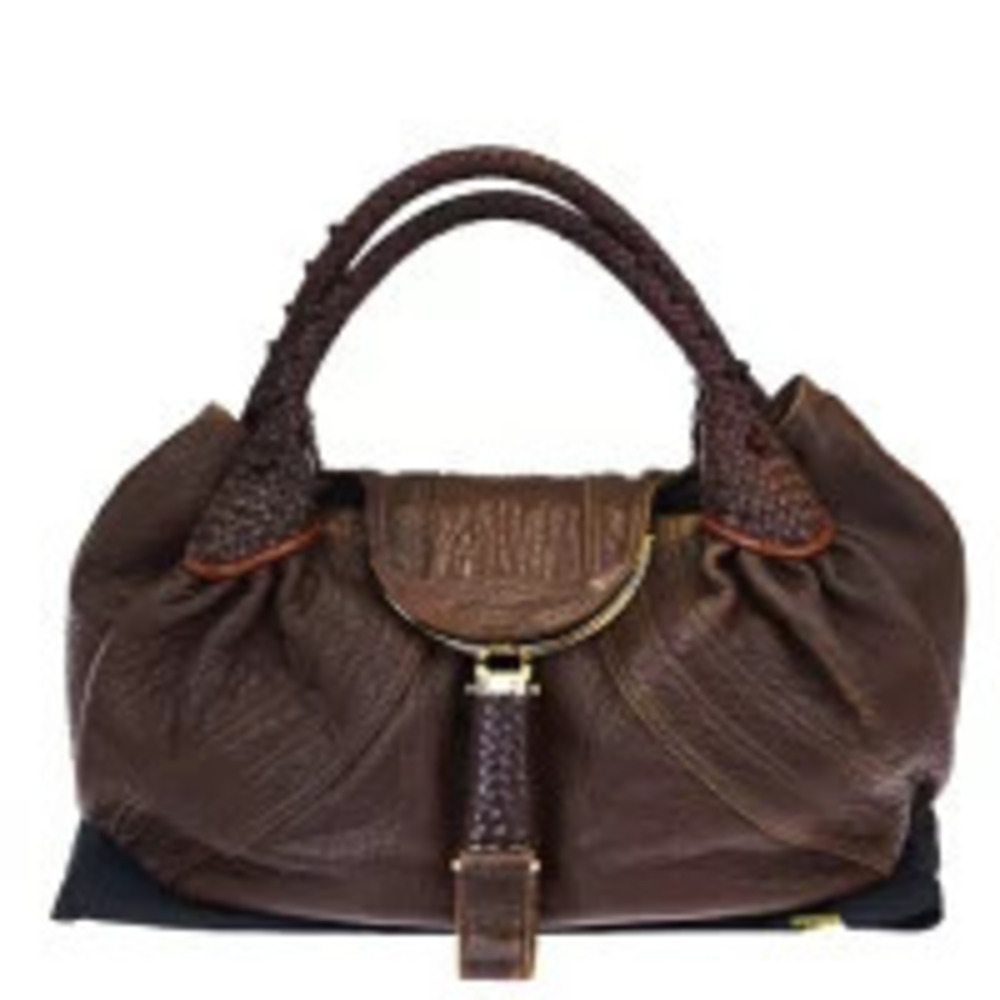 Fendi Spy Bag Shoulder Handbag Brown Leather